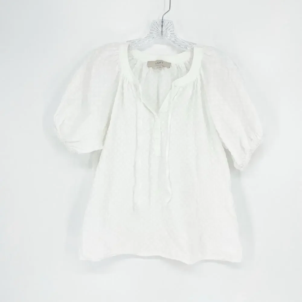 Loft Puff Sleeve Swiss Dot Top Size Small